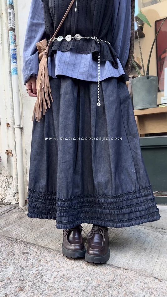MZ950 RUFFLED DENIM SKIRT