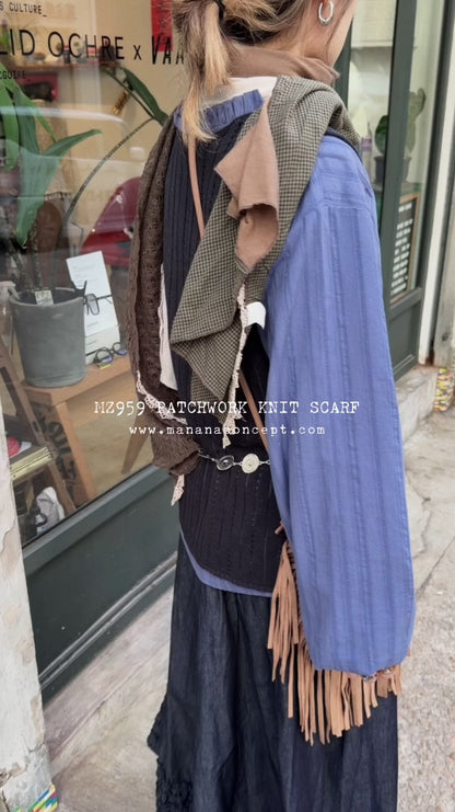 MZ959 PATCHWORK KNIT SCARF