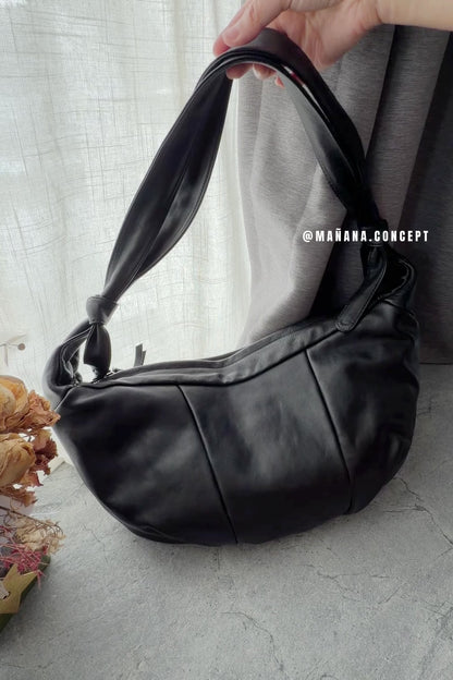 MB015 HANDMADE LAMBSKIN CROISSANT HOBO BAG