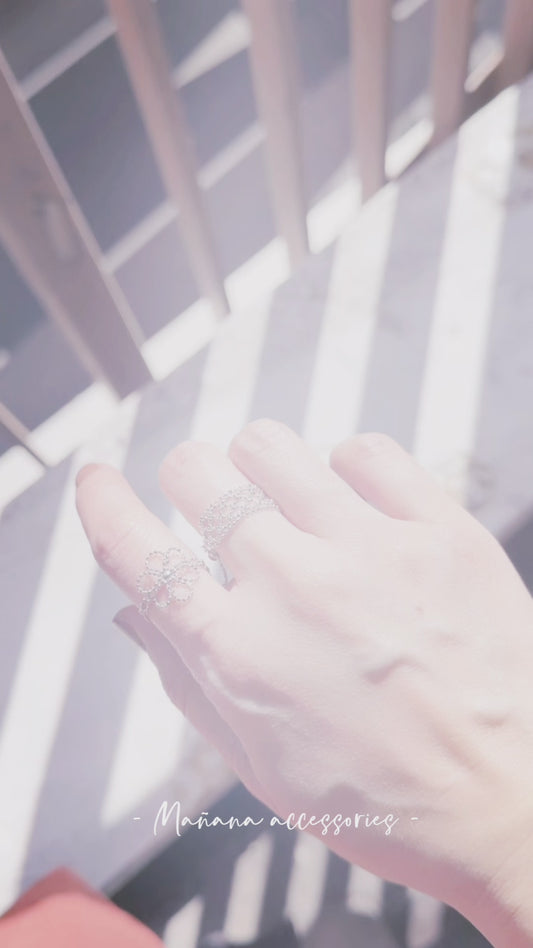 MZ862 SILVER 925 FLOWER RING & MESH RING