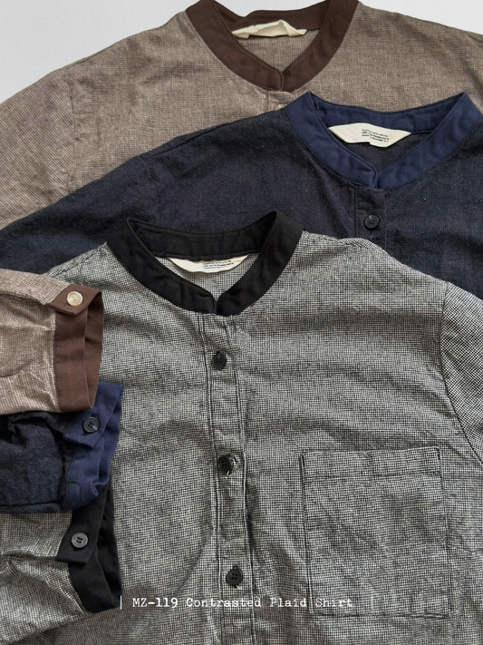 MZ-119 Contrasted Plaid Shirt