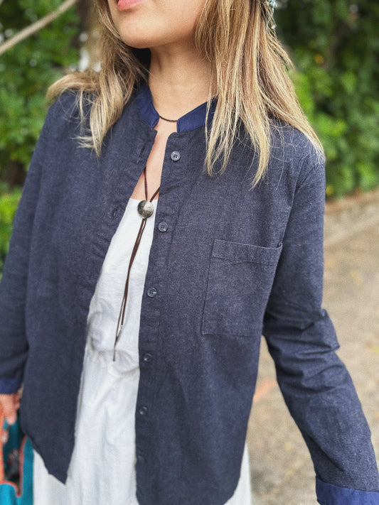 MZ-119 Contrasted Plaid Shirt